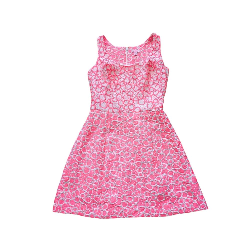Lilly Pulitzer Joslin Fit & Flare Dress 4 Pink Jacquard Floral Coastal Barbie